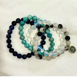 Elegant Multi-Color Stone Bracelet Set